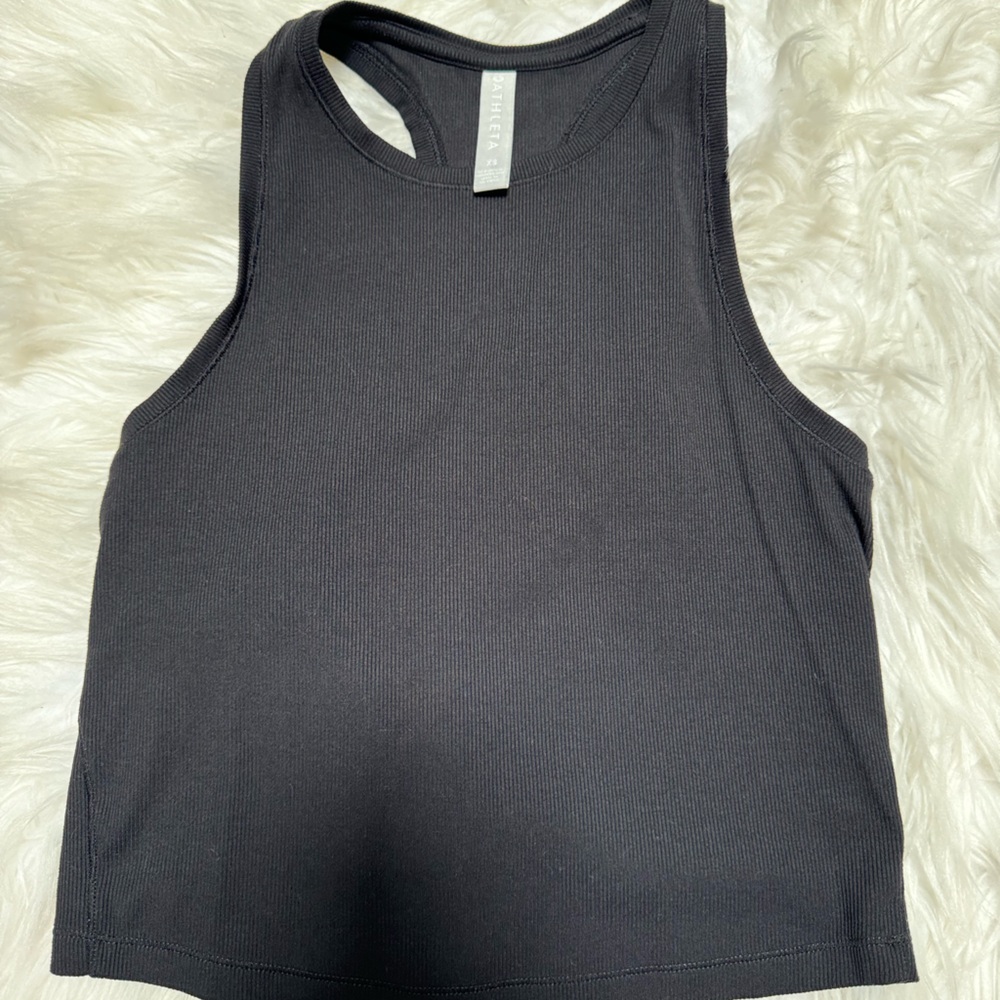 Athleta Black Ribbed Racerback Tank